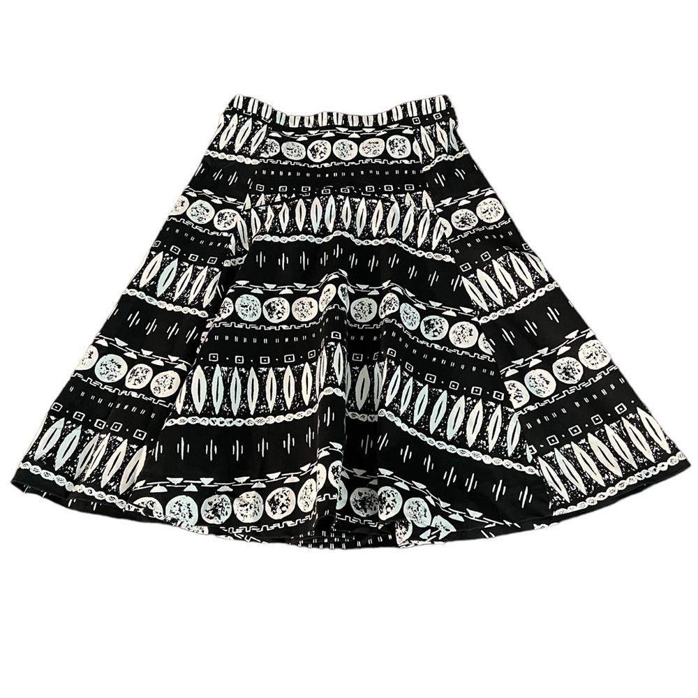 VERONICA BEARD WOODBLOCK PRINT FLARED A-LINE SKIRT SIZE 6 - Picture 10 of 12